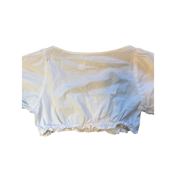 Missguided White Puff Sleeve Milkmaid Crop Top Size L Boho Coquette Summer - Picture 5 of 9
